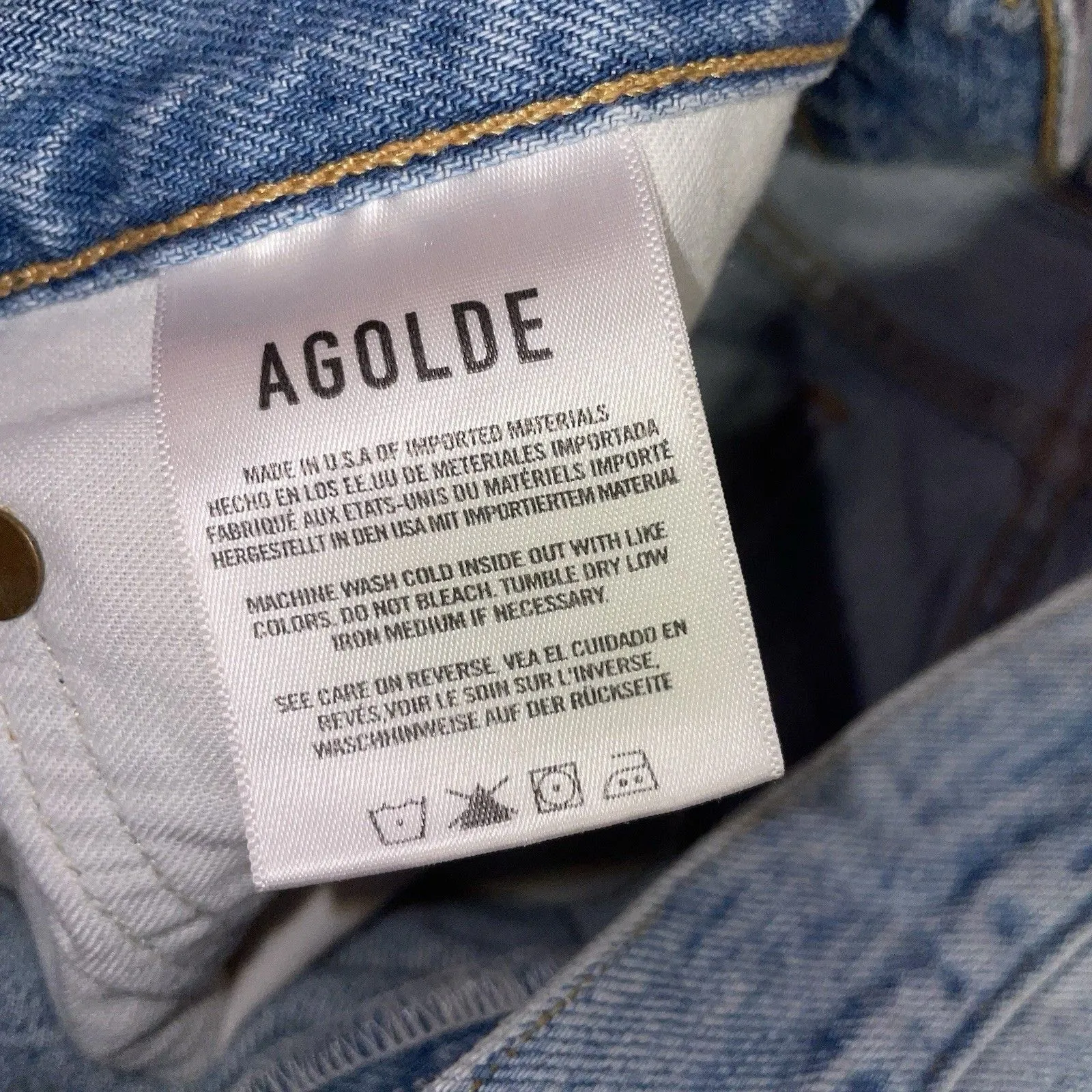 AGOLDE Jamie High Rise Classic Jeans Women Size 31 Distressed Light Wash - Image 9