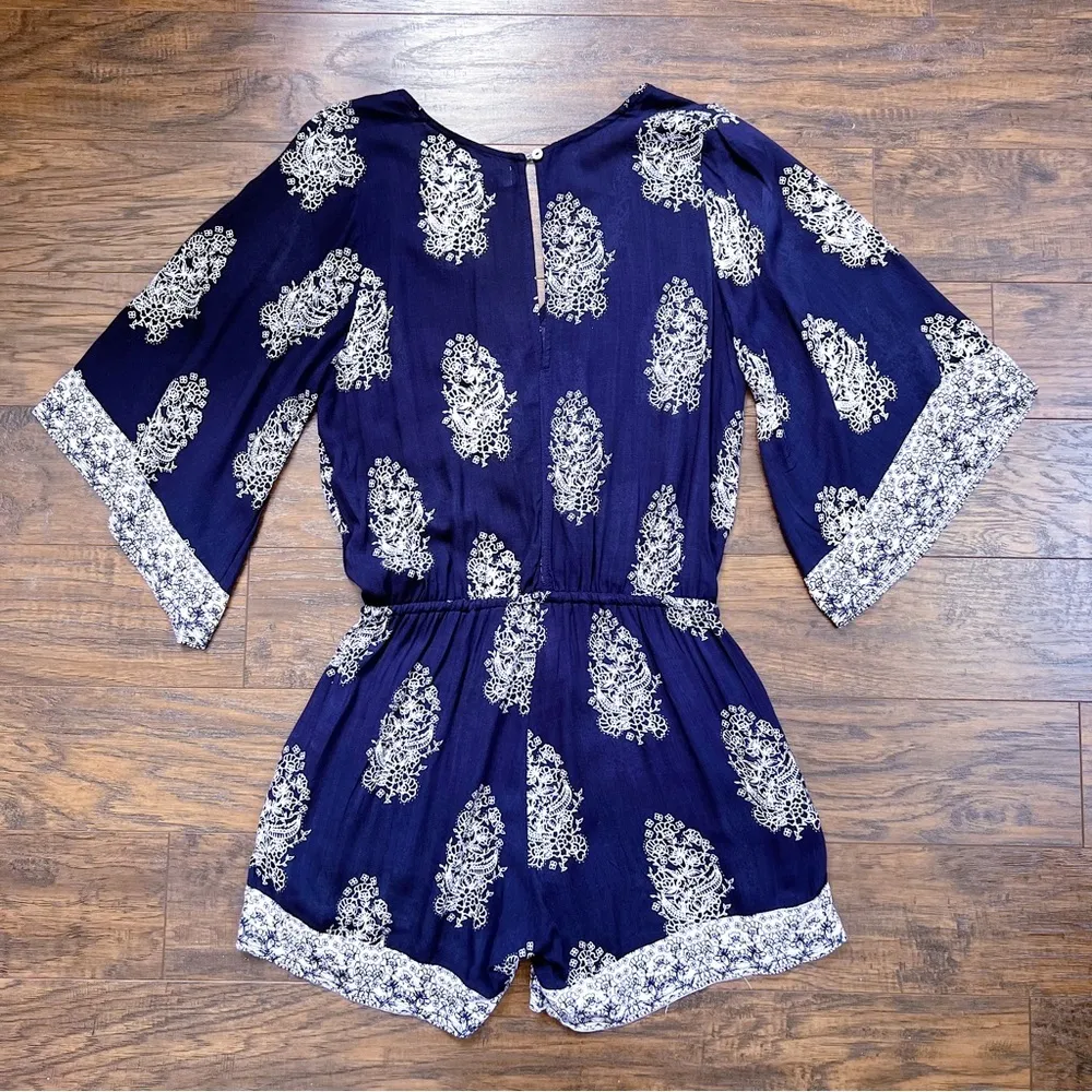 Faithfull • Yacht Romper playsuit navy blue Devani print bandana floral Anthro - Image 12