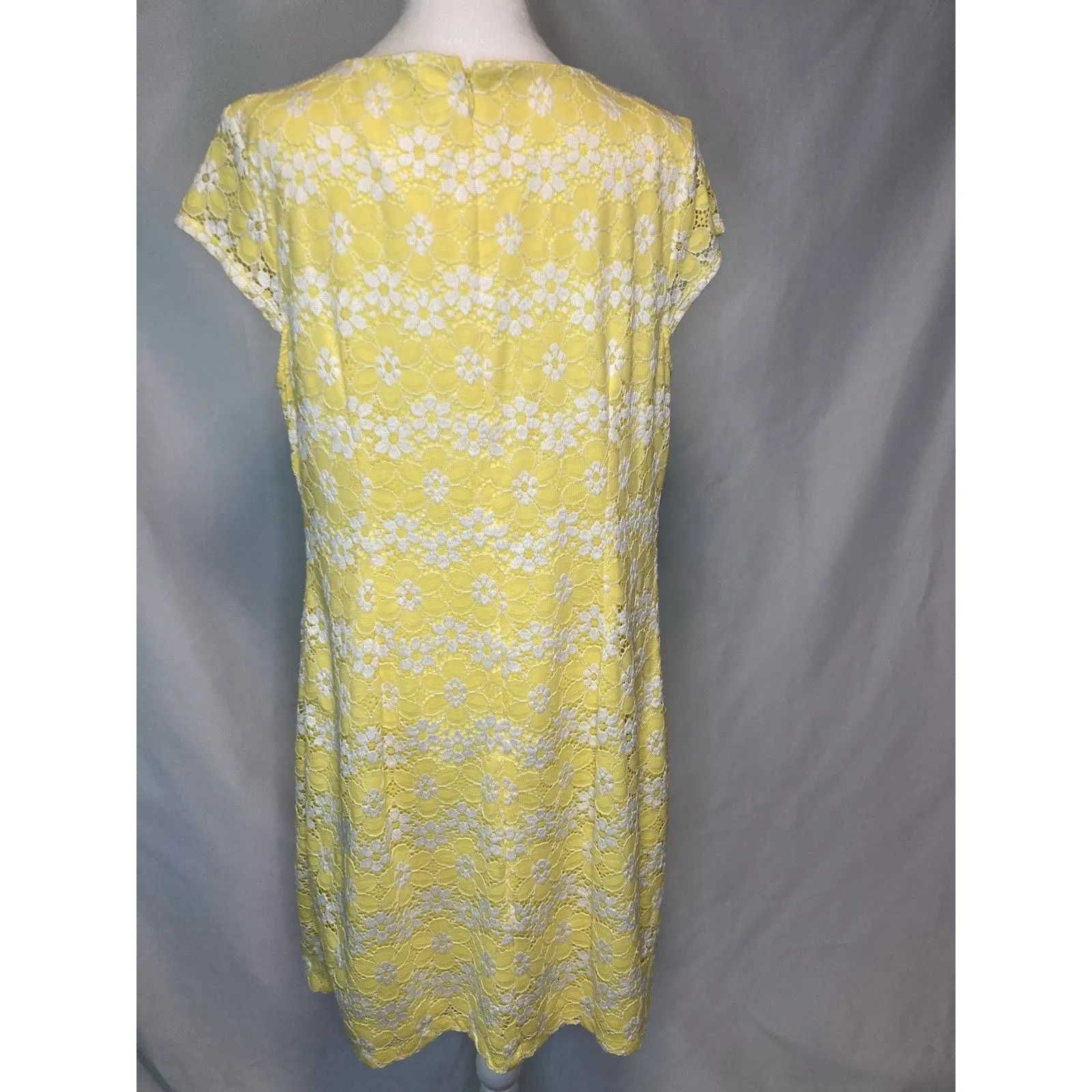 Coquette Yellow Floral Lace Dress Womens 16 Sheath Mini Whimsical Easter Kawaii - Image 6