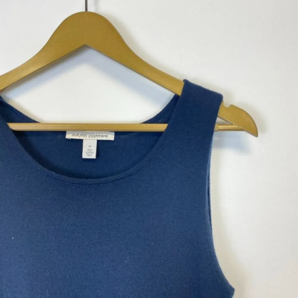 Autumn Cashmere 100% Cashmere Blue Sleeveless Sweater Dress - Image 3