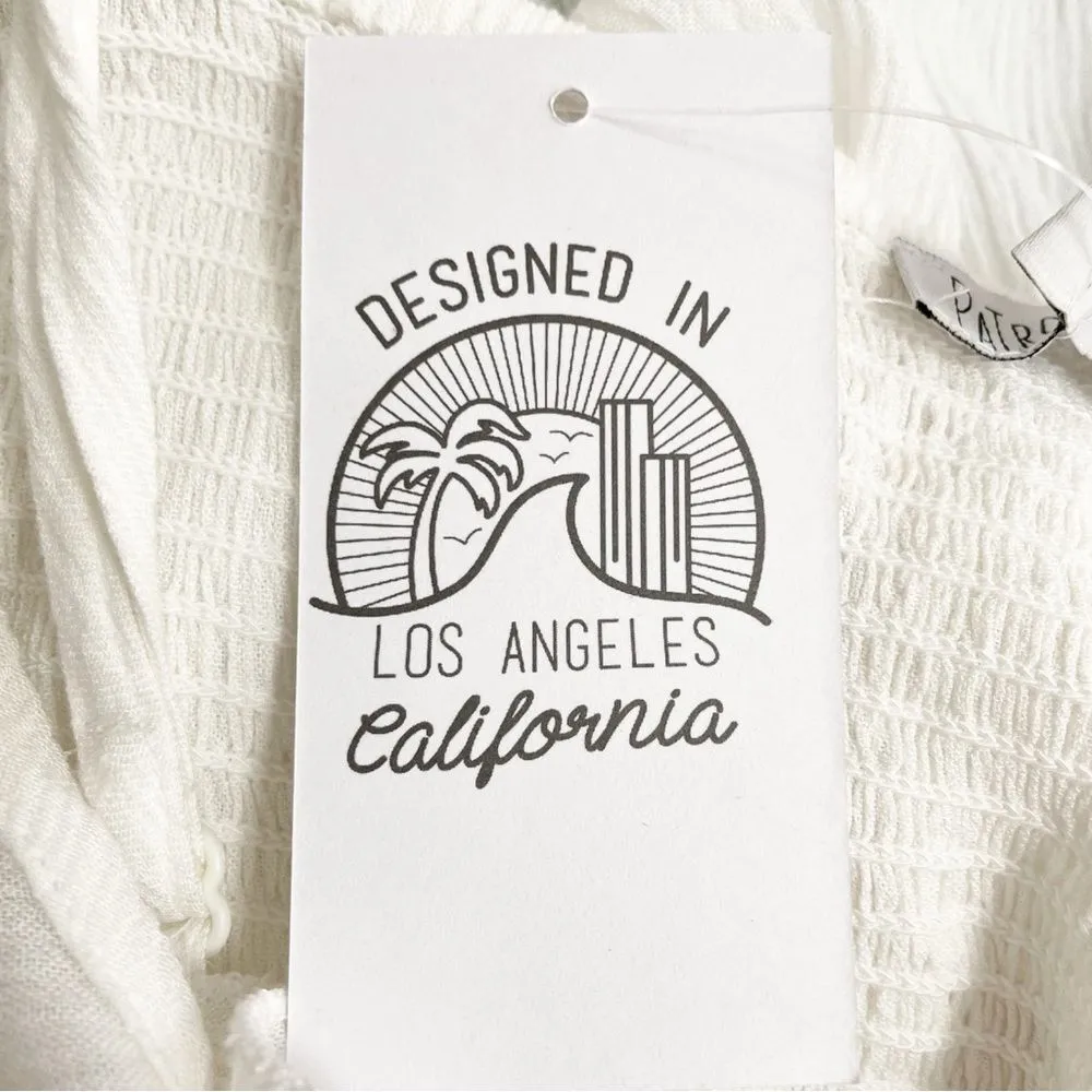 NWT Patrons of Peace Tie Front White Peplum Tank Boho Festival Top Size Medium - Image 7