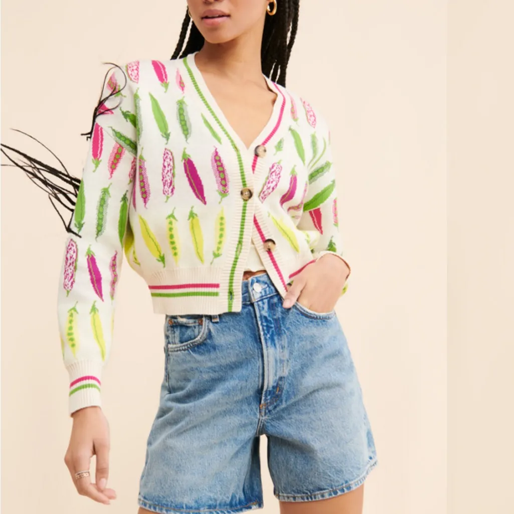 Rachel Antonoff Ana Veggie Cardigan Green Size 1X - Image 3