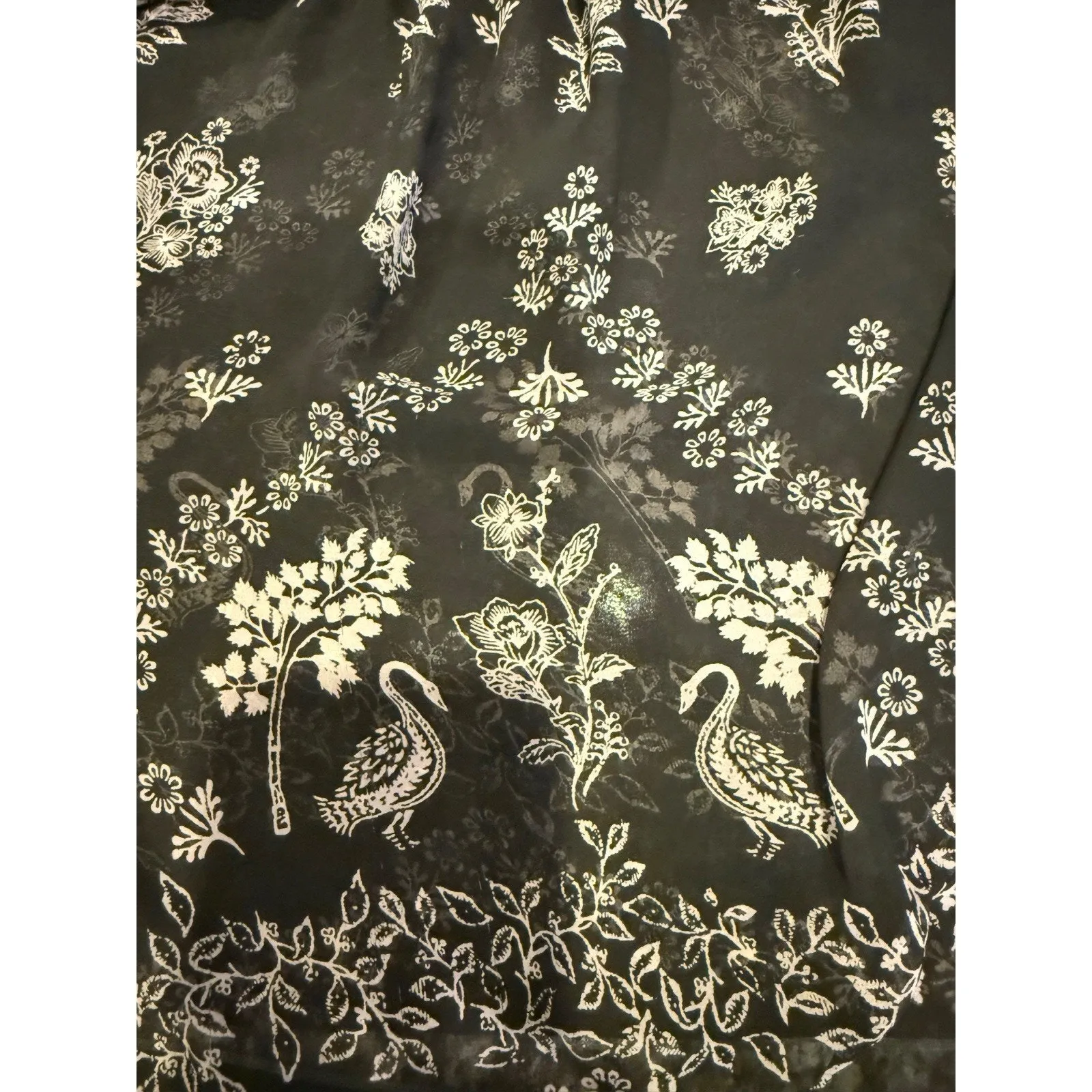 Y2K Sheer Black Baby Doll Lace Slip Top L Peacocks Floral‎ Fairy Goth Romantic Size L - Image 7