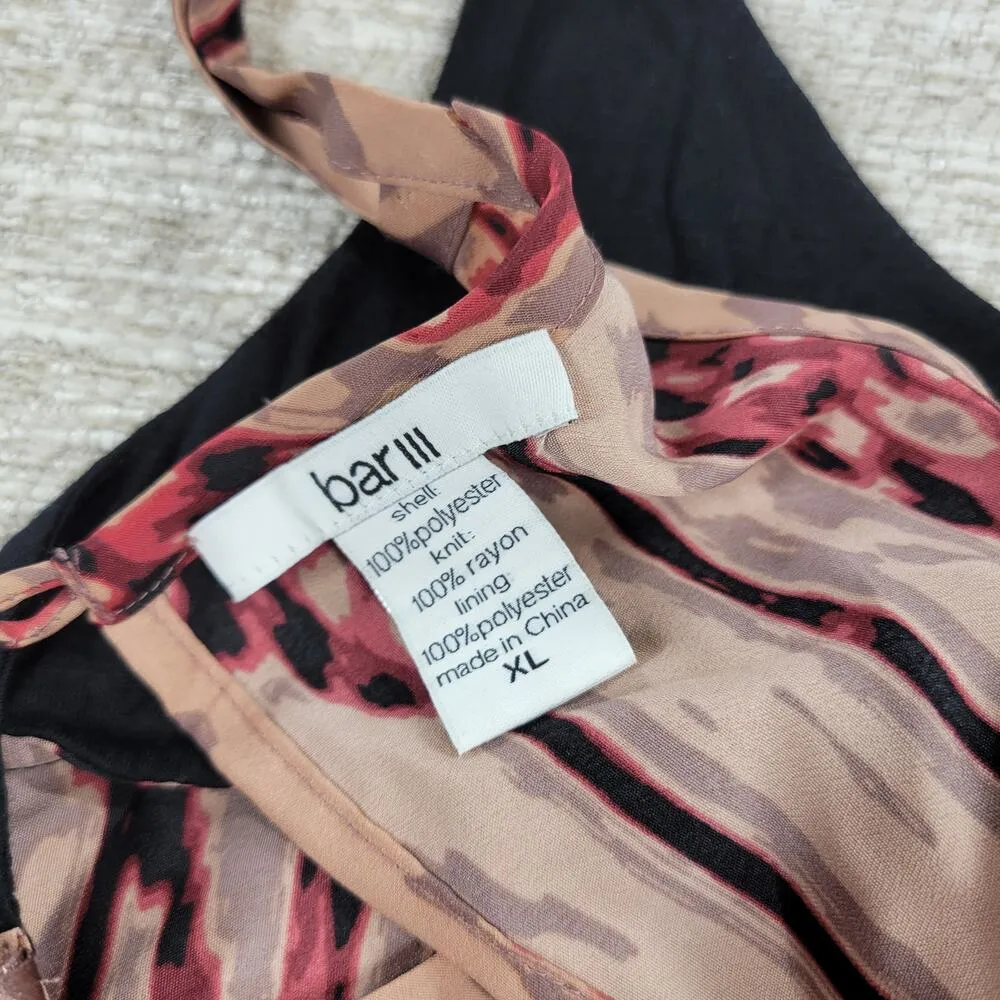 Bar III Floral Jumpsuit Womens XL Gypsy Pink Tan Watercolor Floral Racerback New - Image 2