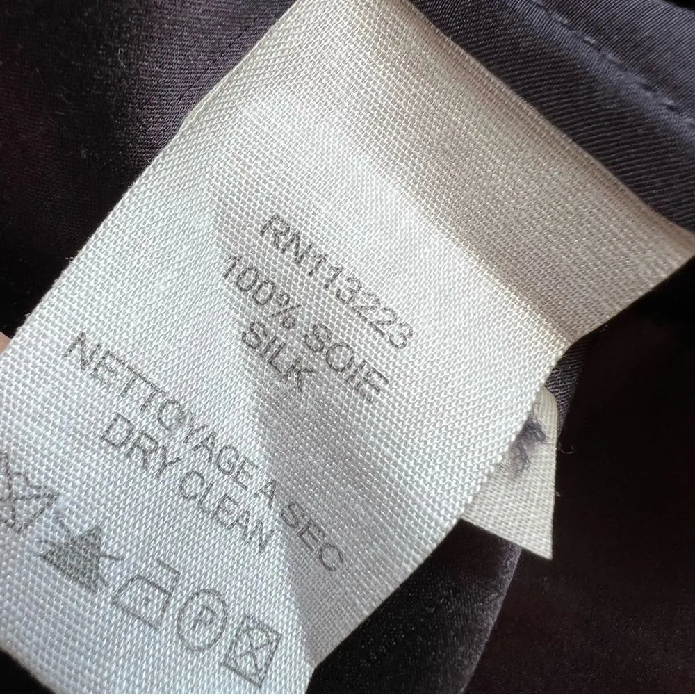 VANESSA BRUNO FRENCH DESIGNER SILK RUNWAY DRESS W/ HOOD SHAWL COLLAR Blue Size 6 - Image 6