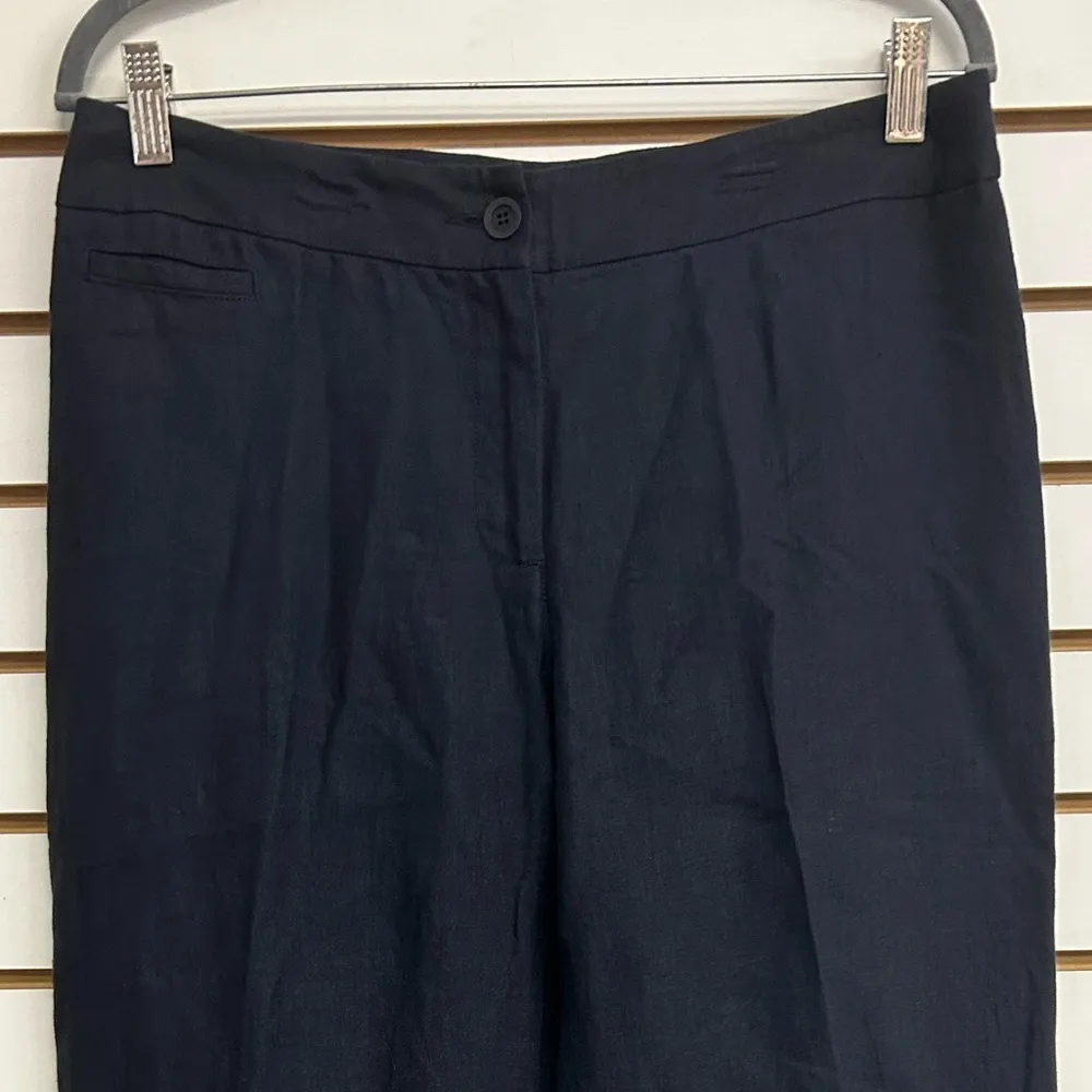 Eileen Fisher 100% Linen Navy Blue Wide Leg Pants Size Small EUC Linen Linen - Image 3