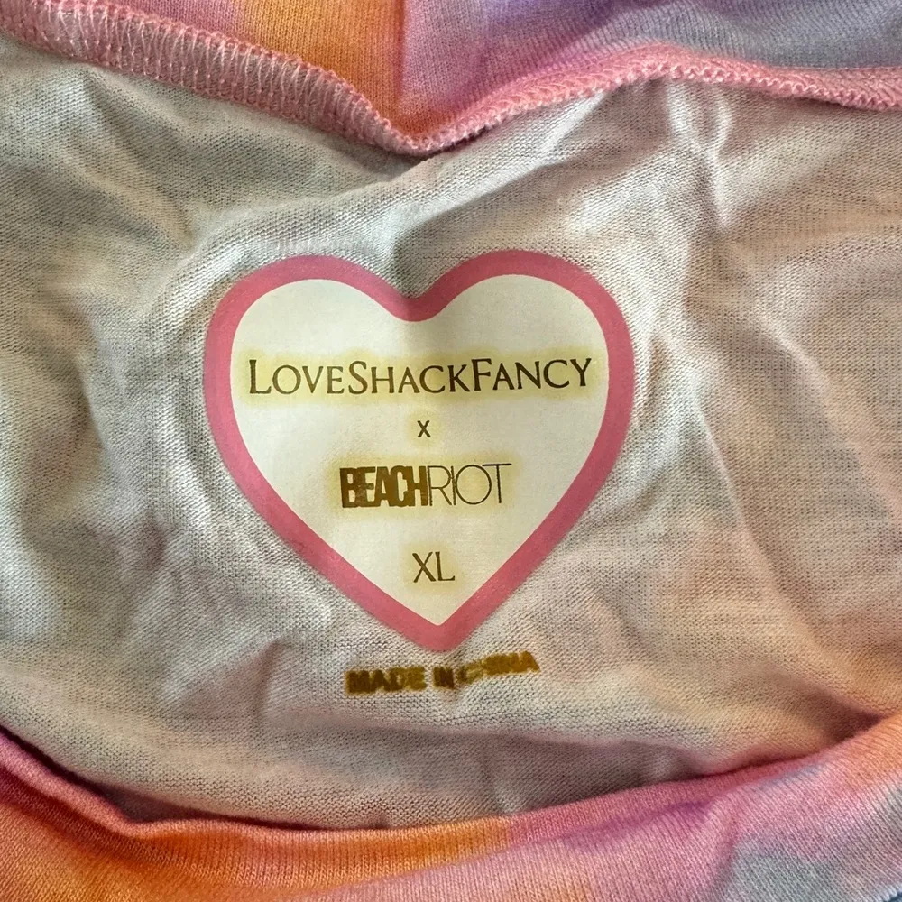 LoveShackFancy X Beach Riot Marley Cropped Top Rainbow Tie Dye size XL - Image 5