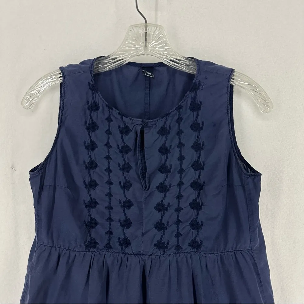 Gap Sleeveless Embroidered Blouse Womens XS Blue - Image 5