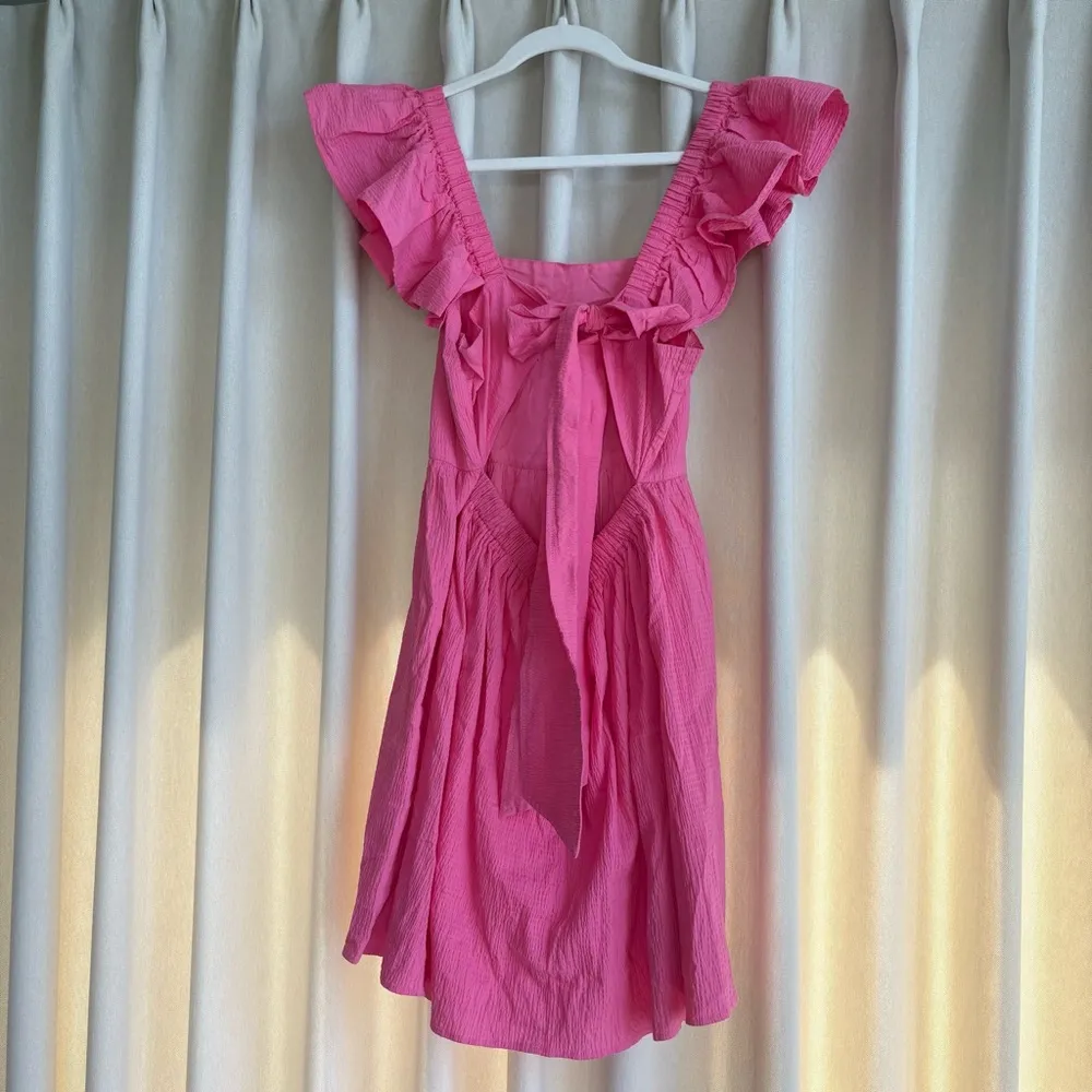 Francesca’s Mi Ami pink bow ruffle mini dress Size M - Image 2