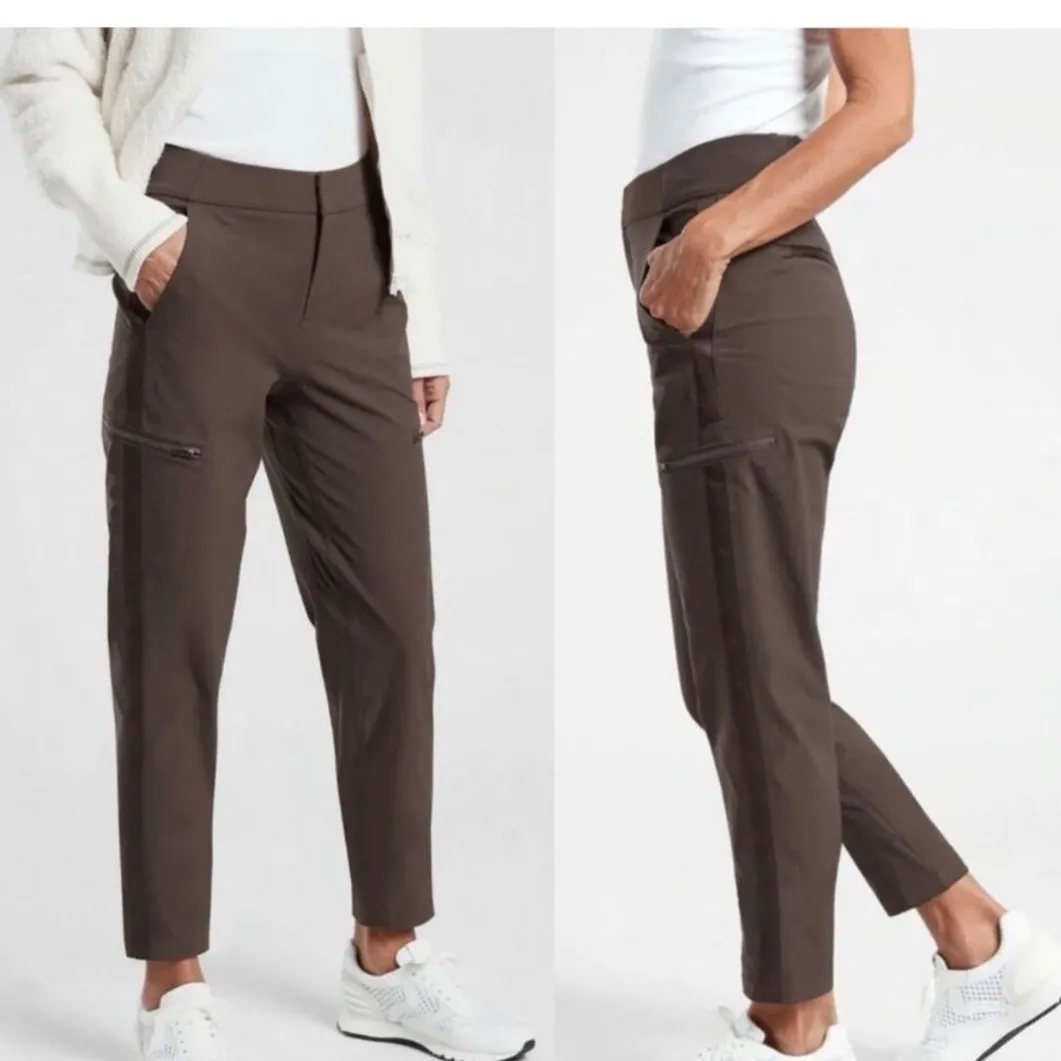Athleta Wander Hybrid Pant Women Size 2 Brown & Navy Zip Pocket Casual Athletic - Image 16