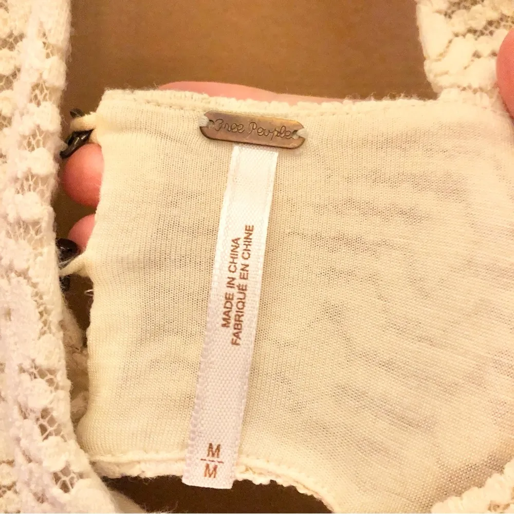 Free People Poppy Lace Pocket Mini‎ Dress Cutout Back Cream Medium - Image 5