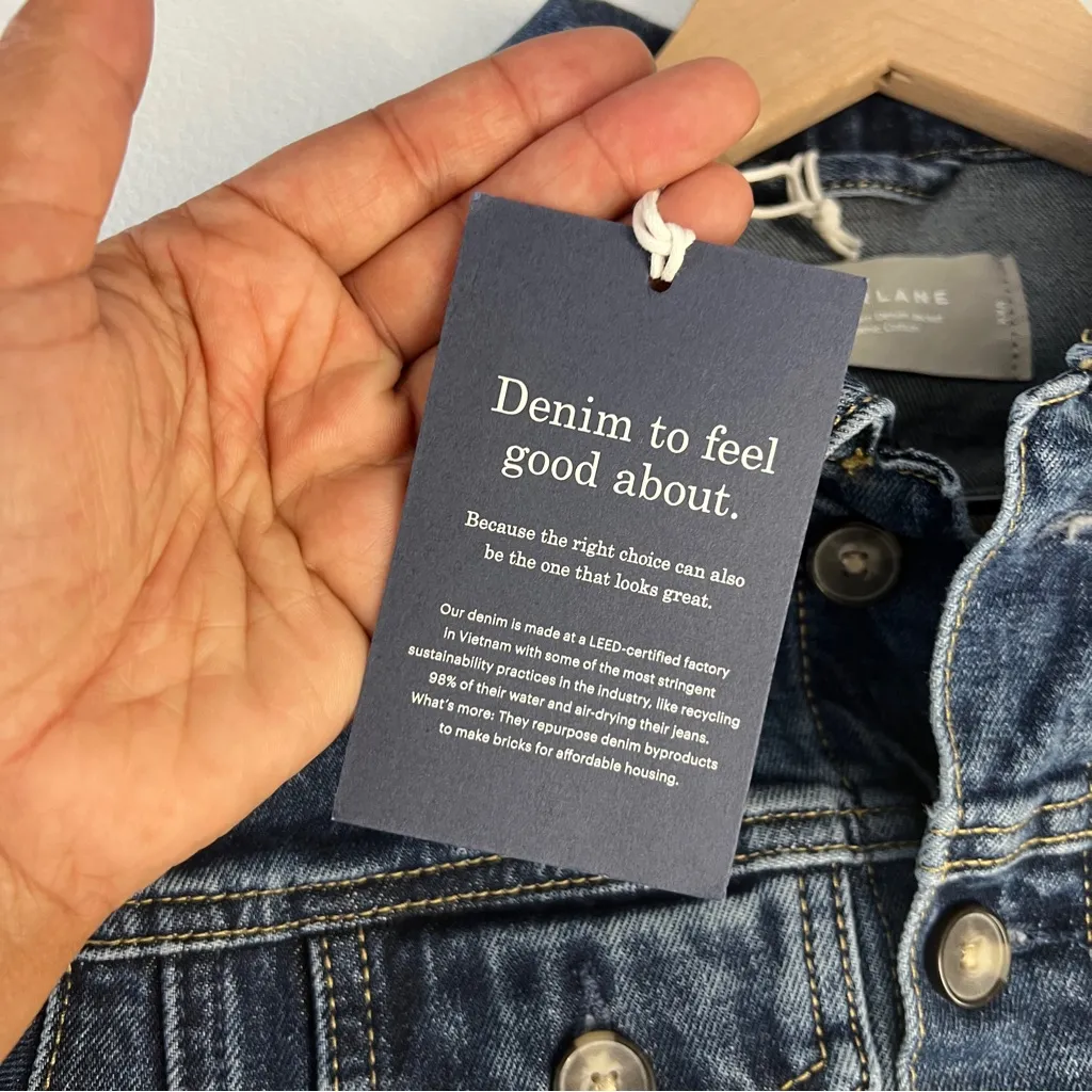 Everlane The Modern Jean Jacket Medium Denim Washed Midnight Button Front XXS - Image 15