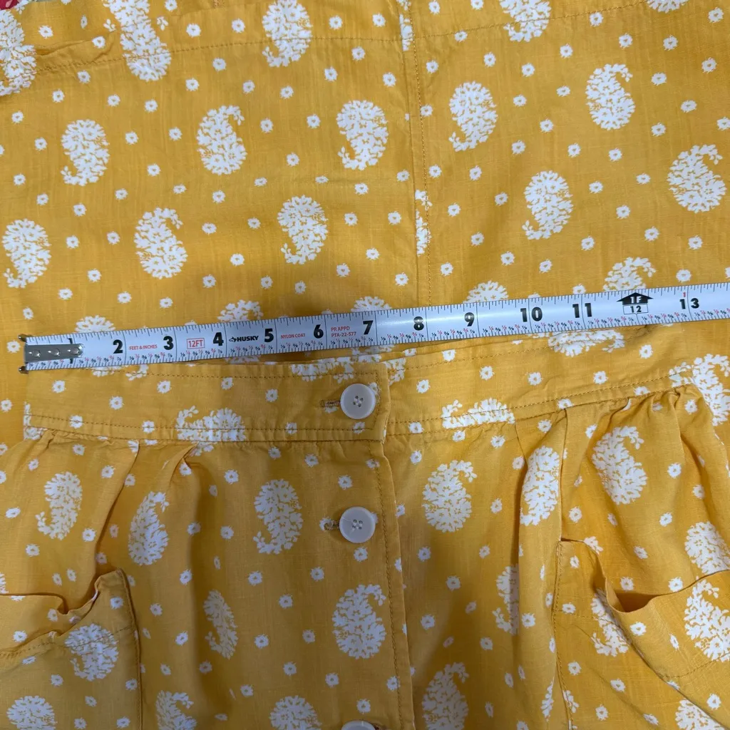 FRNCH Women Bohemian Yellow Floral‎ Button-down Front Pockets Midi Skirt Sz S - Image 9