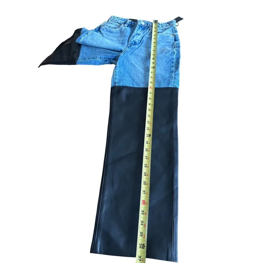 Blankly NYC Baxter Ribcage Straight Leg Jeans Faux Leather Paneling NWOT Sz 25 - Image 12