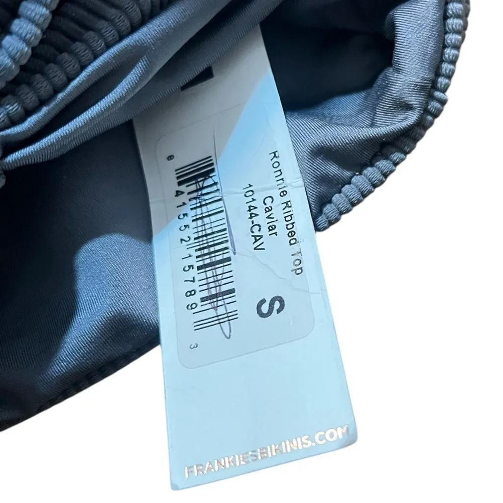 Frankies Bikinis NWT Gray Ronnie Ribbed Neck Tie Top Size Small - Image 9