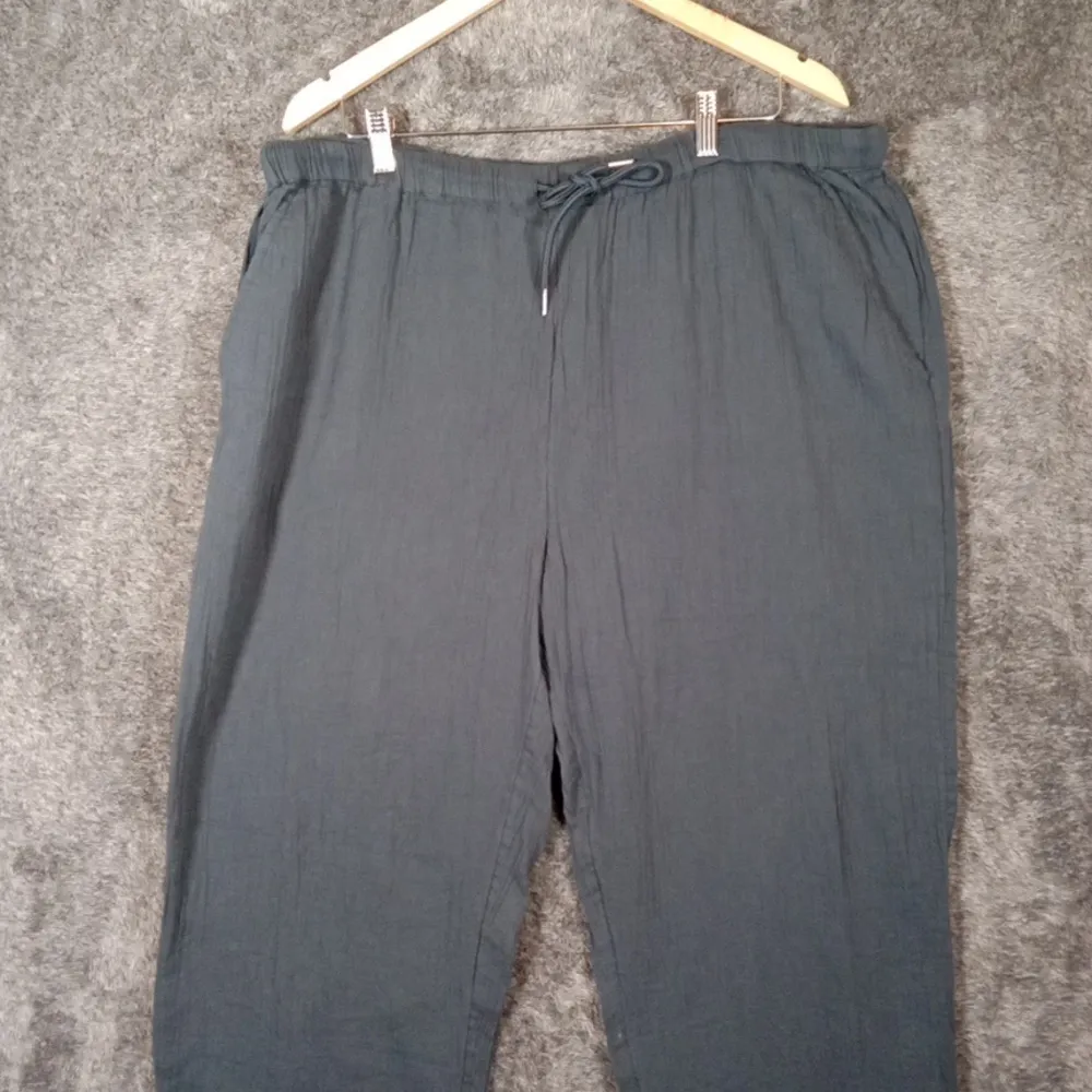 Quince Organic Cotton Gauze Straight Leg Pants Indigo Blue Travel Vacation XL - Image 3