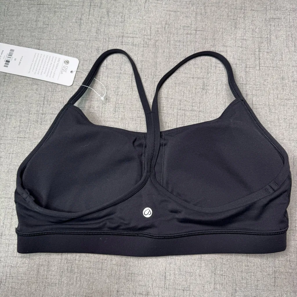 CRZ Yoga Butterluxe Y Back Sports Bra Padded Racerback Black Medium NWT - Image 9