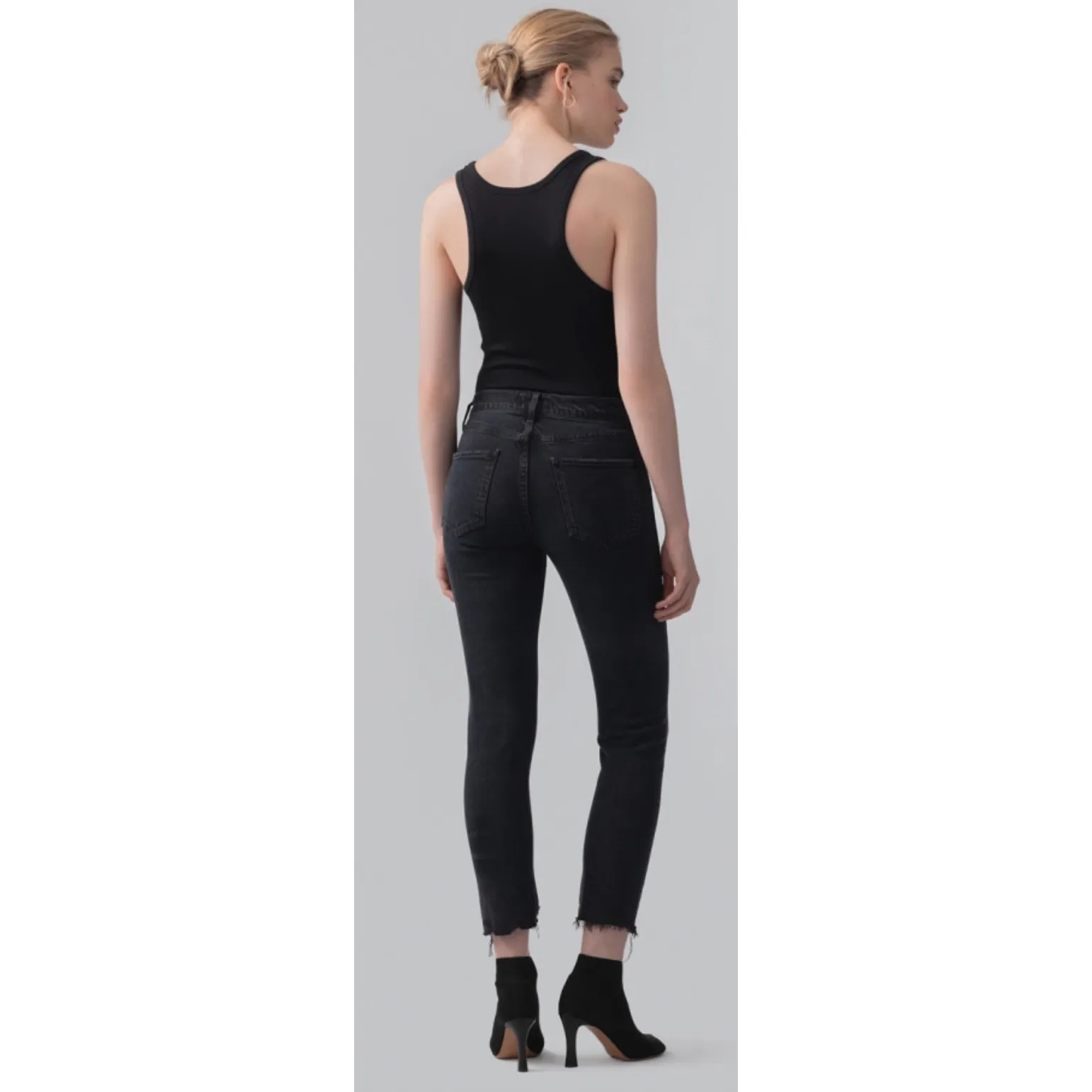 Agolde Toni Mid-Rise Slim Straight Raw Hem Ankle Jeans Feral Black Size 26 - Image 2