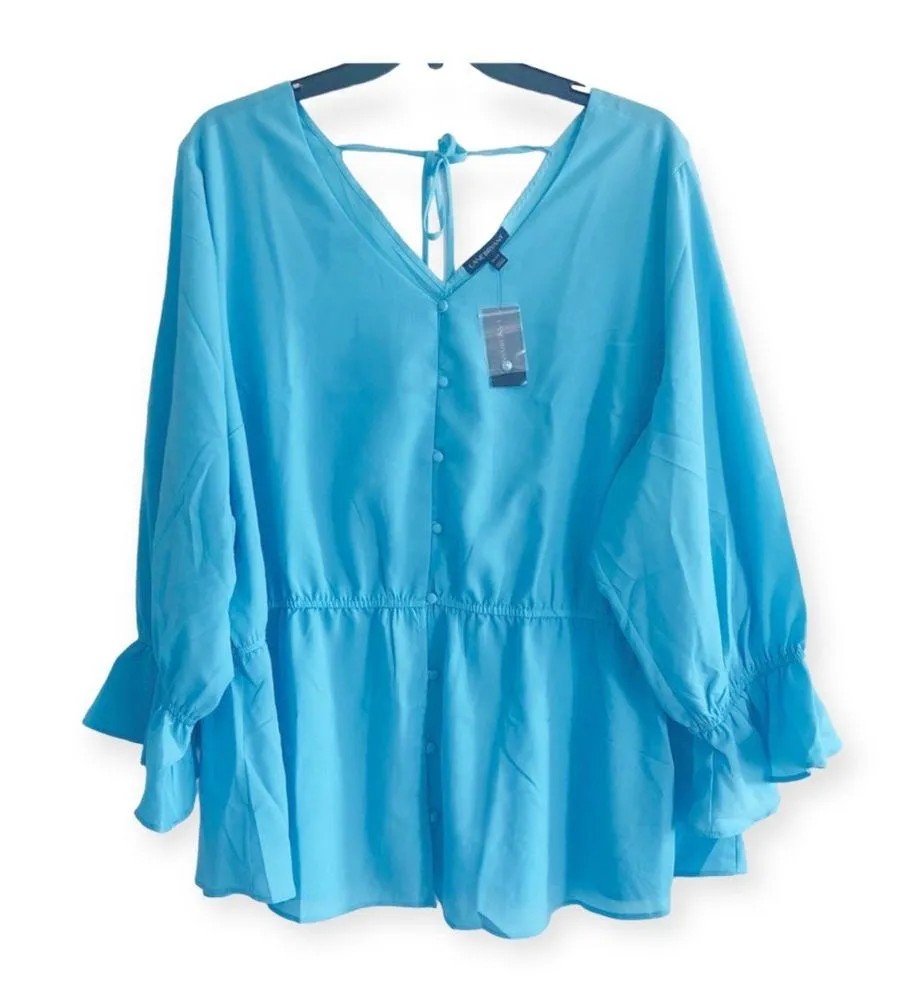 Peplum Blouse with Angel Sleeves Plus Size 26/28, 4X - Image 2