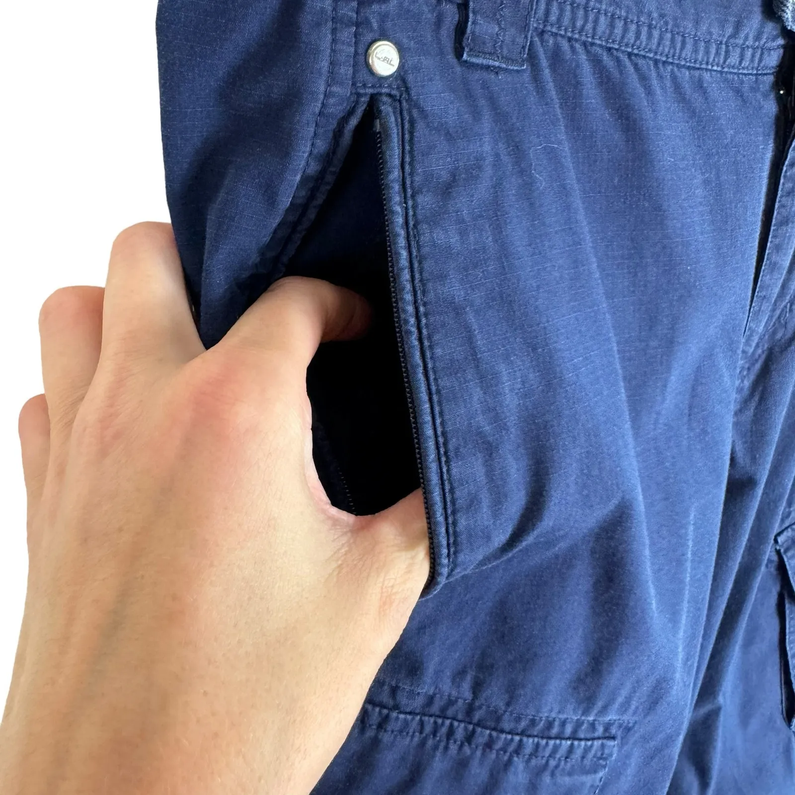 Lauren‎ Active By Ralph Lauren 100% Cotton Navy Blue Cropped Cargo Pants Size 4 - Image 3