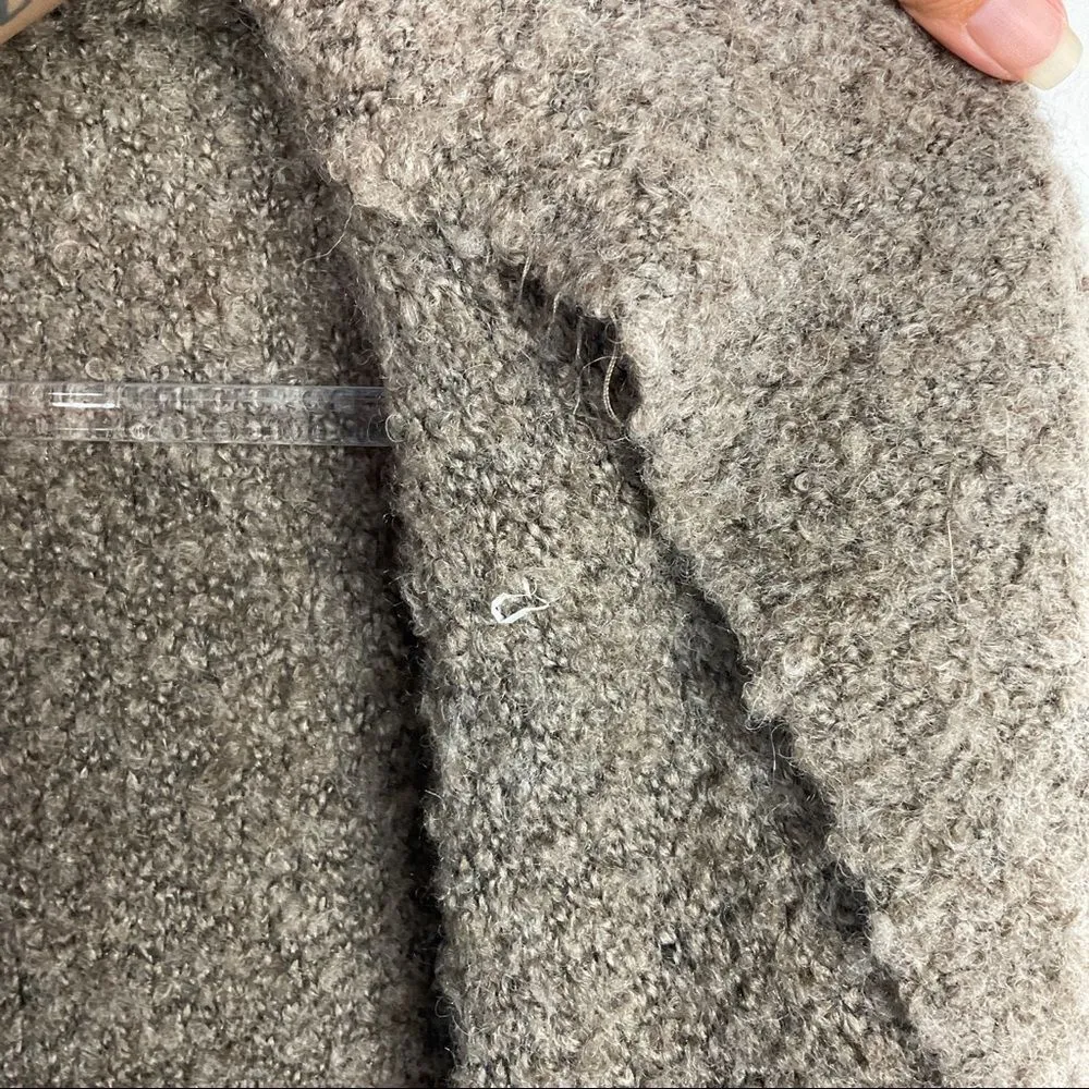 Joie  Brown Wendi Boucle Wool Blend Open Front Cardigan Sweater Medium - Image 2