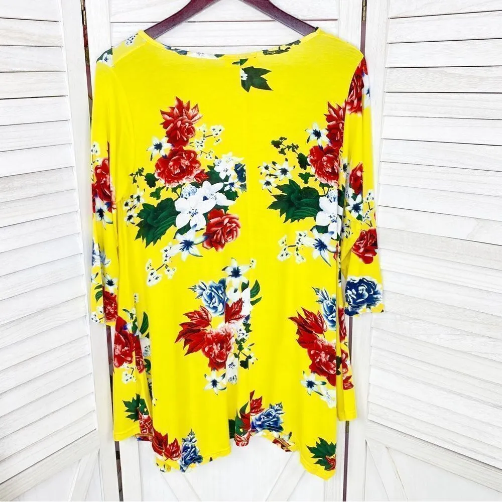 Larace Floral Swing Tunic Shirt Yellow Medium Yellow - Image 7