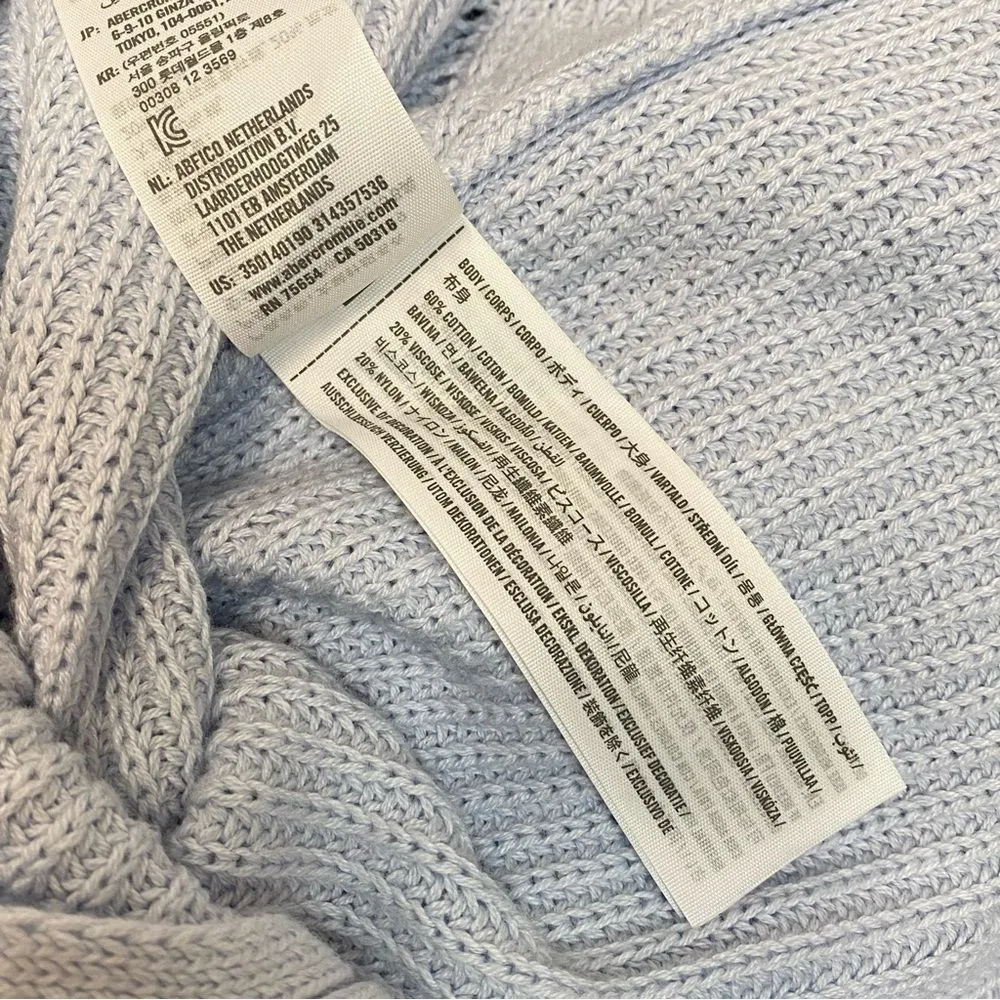 Hollister XS Light Blue Knit Crochet Pullover Crew Neck Sweater - Image 5