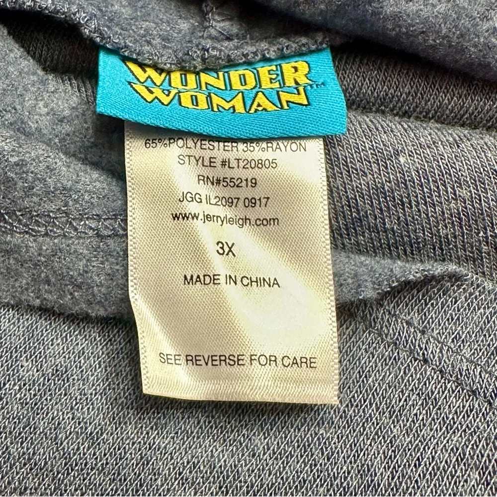 Wonder Woman Gray Cropped Hoodie Sweatshirt DC Comics Back To School Girl Power Size 3X - Image 7