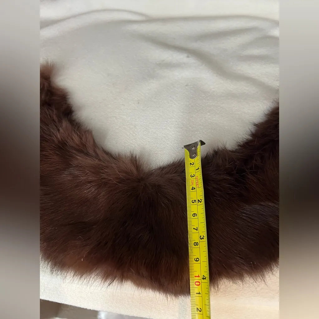 Vintage 1950s Brown Mink fur Collar Japan made - Image 2