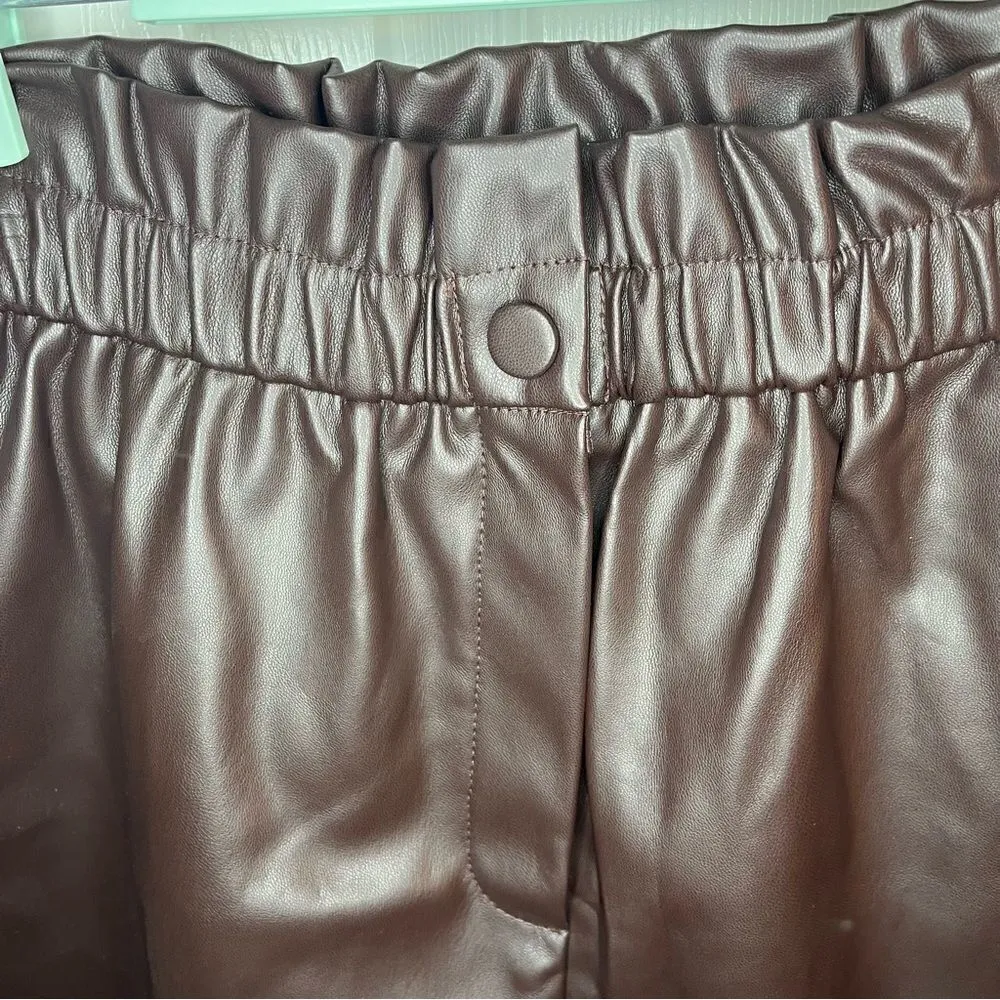 Laundry by Shelli Segal Faux Leather Shorts Dark Brown M - Image 4