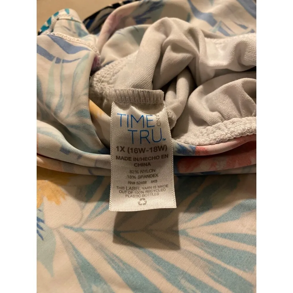 Time And Tru Tankini Top Floral Flowers Swin Top Plus Size 1X Adjustable - Image 5