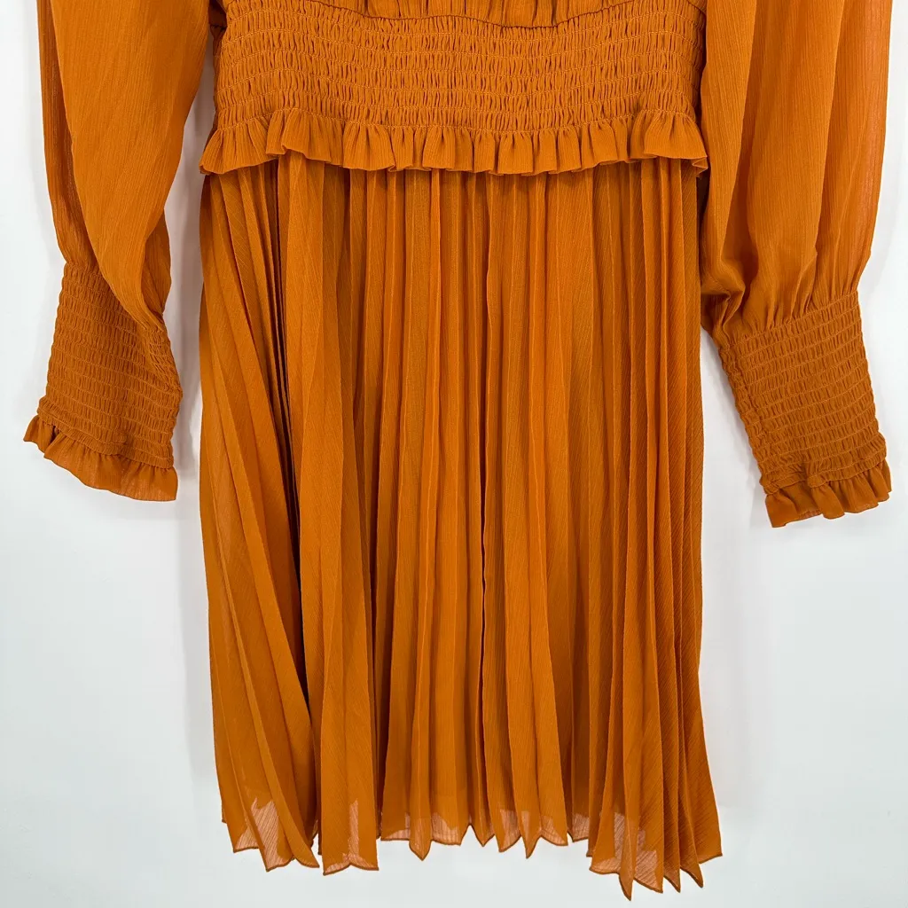 Scotch And Soda Smocked Mini Dress Color Cinnamon Spice Size‎ Small - NEW - Image 6