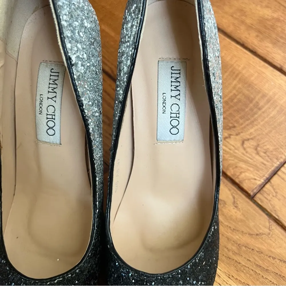 Jimmy Choo Romy Glittered 2 Toned embellished pumps size 37 - Image 6