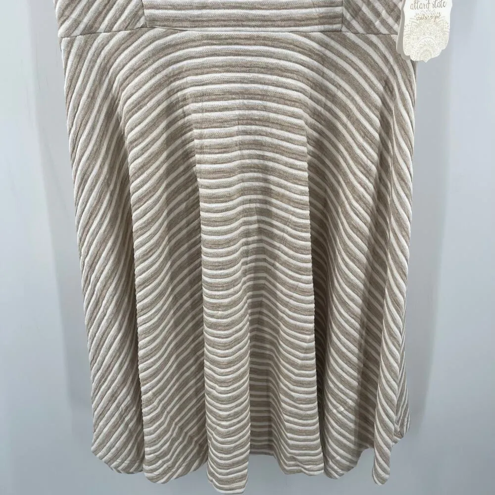 ALTAR'D STATE Dress SZ Small NWT Fit And Flare Stripe Taupe White Skater Casual - Image 8