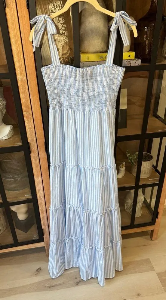 Caitlin Covington x  maxi dress tiered bows striped seersucker smocked - Image 2
