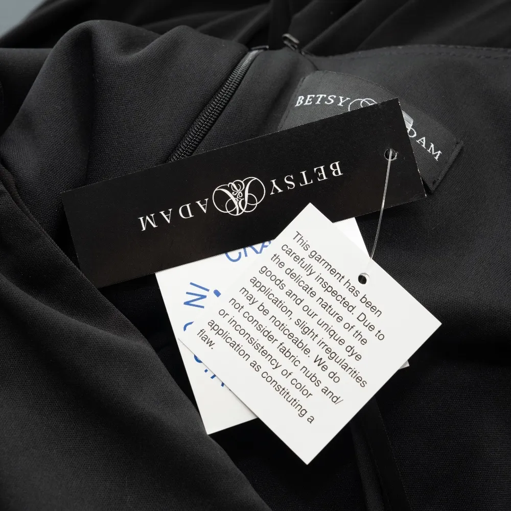 Betsy & Adam Plus Bobbi Long Ruffled V Neck Gown - Image 9