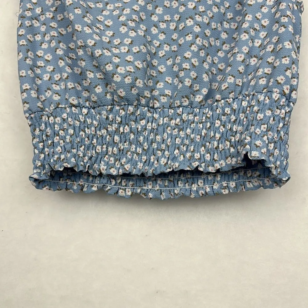Monteau Los Angeles Floral Cropped Top Sz Small Smocked Waist - Image 3