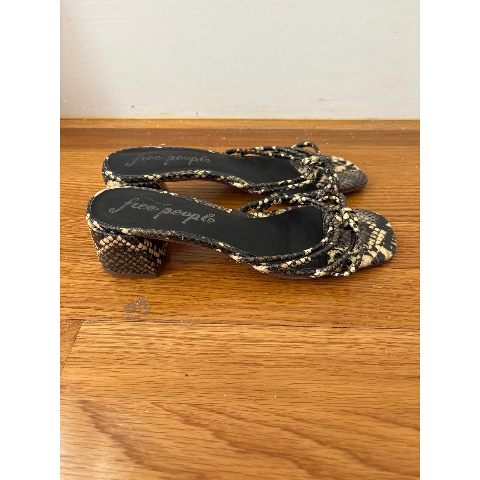 Free People Petra Snake Print Block Heel Slide Sandals Women's Size 38 - Image 2