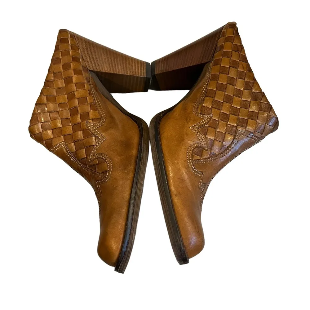 Sesto Meucci Leather Braided Heeled Western Mules - Image 9