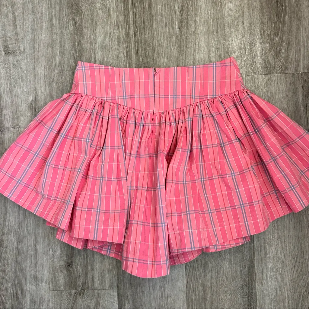 NWT Maeve by Anthropologie Pink Gingham Drop Waist Bubble Skirt Skort Size Small - Image 4