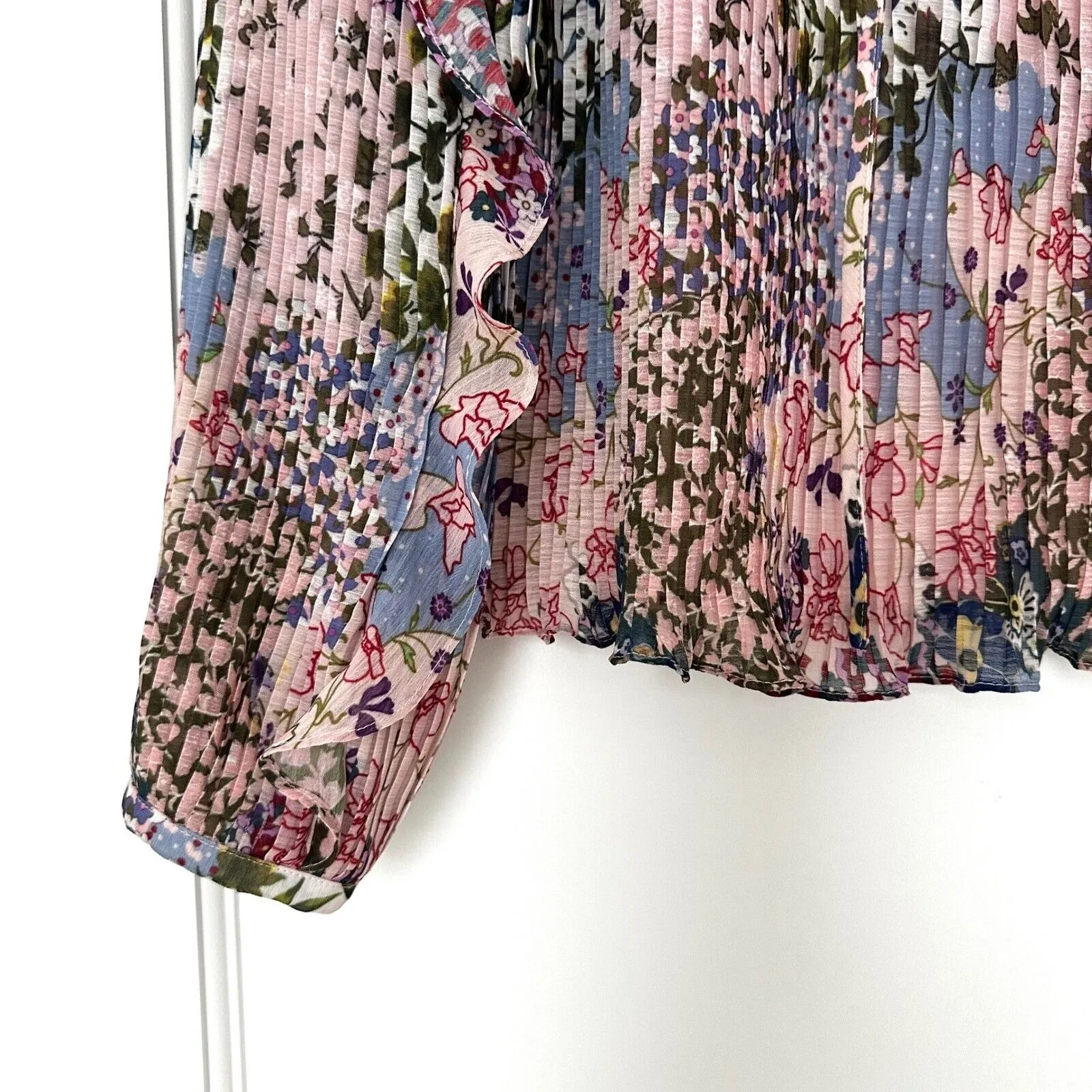 Ted Baker London Floral Print Ruffle Long‎ Sleeve Blouse Top Size 2 - Image 9