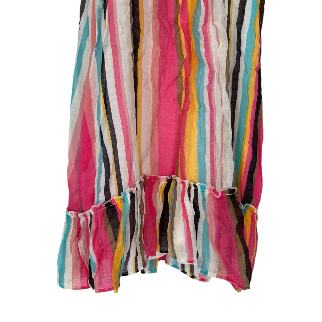 Listicle Multicolor Stripe Shift Dress size Medium NWT Tie Neck Tiered Ruffle - Image 6