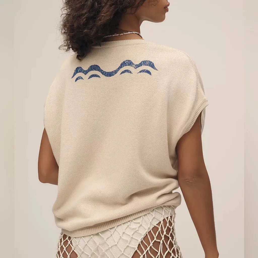 Anthropologie Pilcro Graphic Sleeveless Sweater Vest Tank Large - Image 2