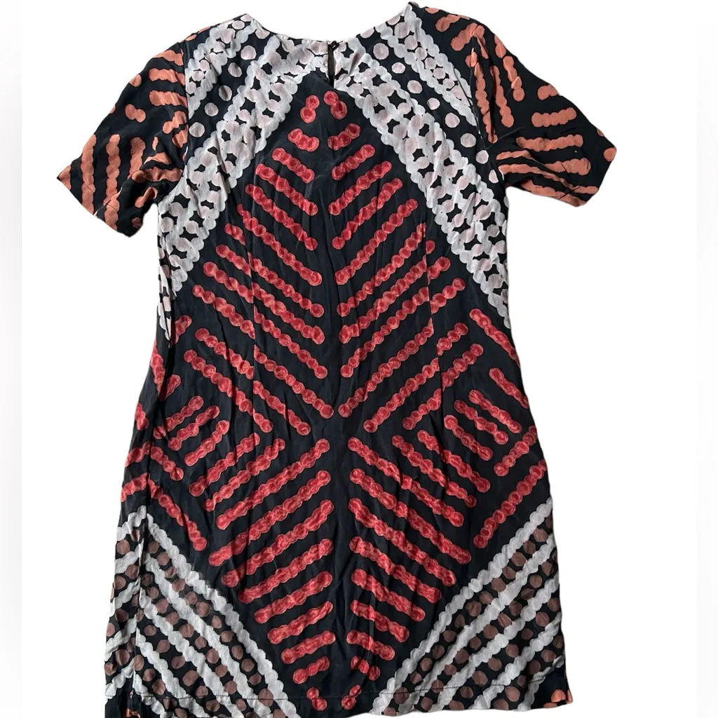 Roopa Pemmaraju Tribal‎ Printed Silk Shift Dress Anthropologie Size 8 Red - Image 5