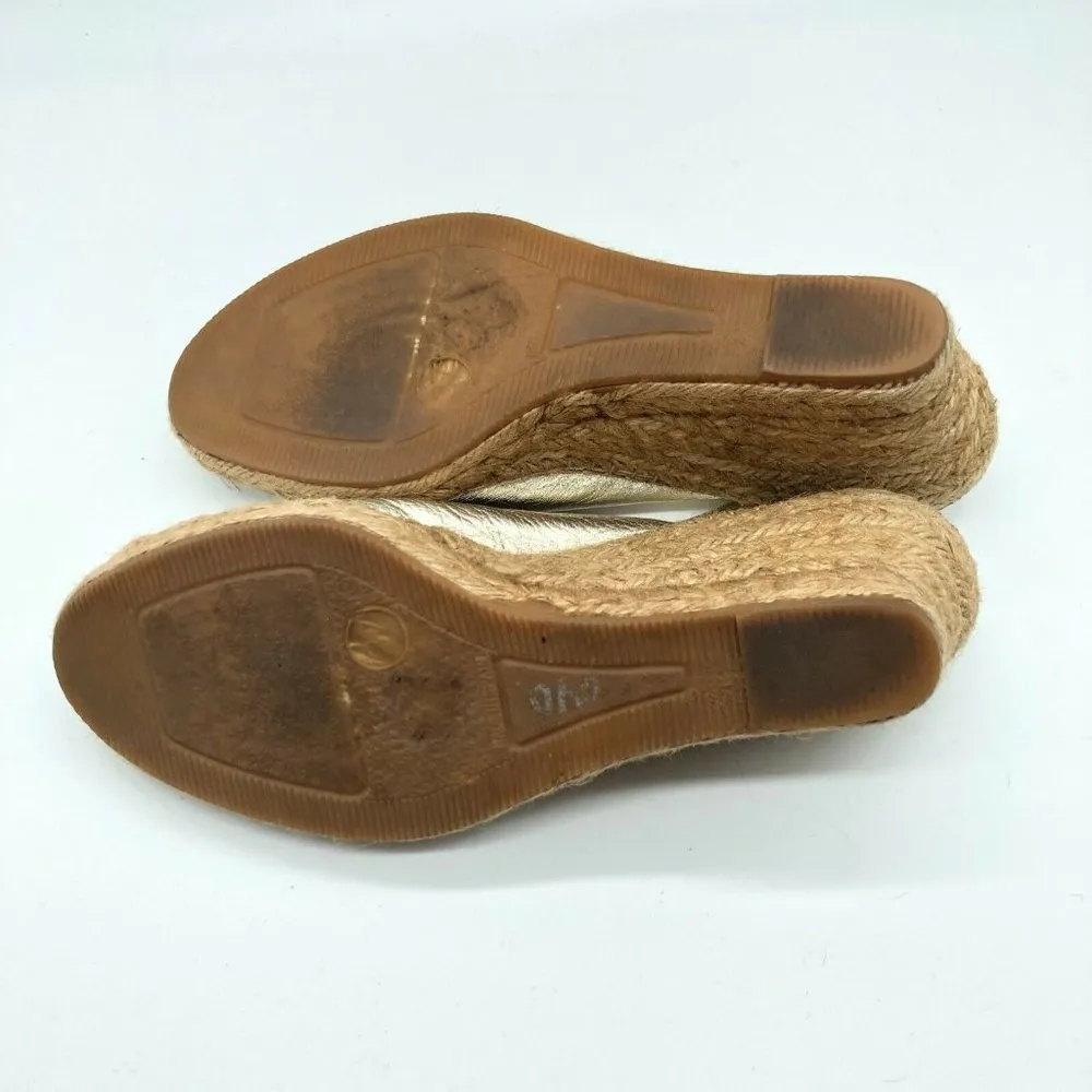 Fabiolas Womens Wedge Espadrille Sandals Slingback Gold Size 6 - Image 4