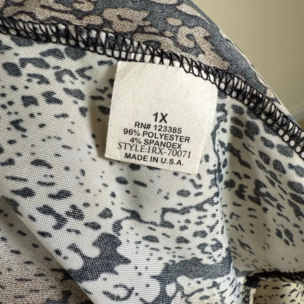 Snakeskin Print Open Front Cardigan Plus 1X Neutral Lightweight Office Layering - Image 9