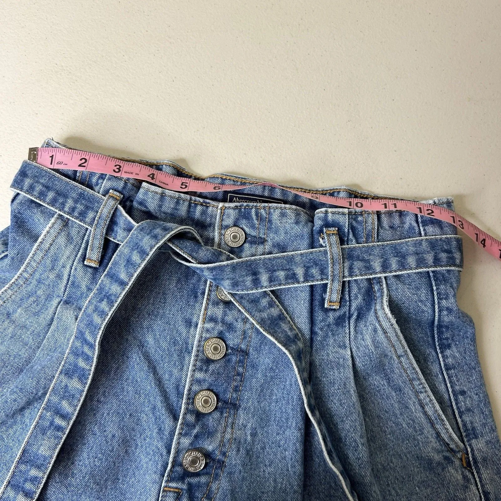 Abercrombie Fitch Shorts‎ Size 2/26 Blue Natural Rise Denim Button Fly Belted - Image 8