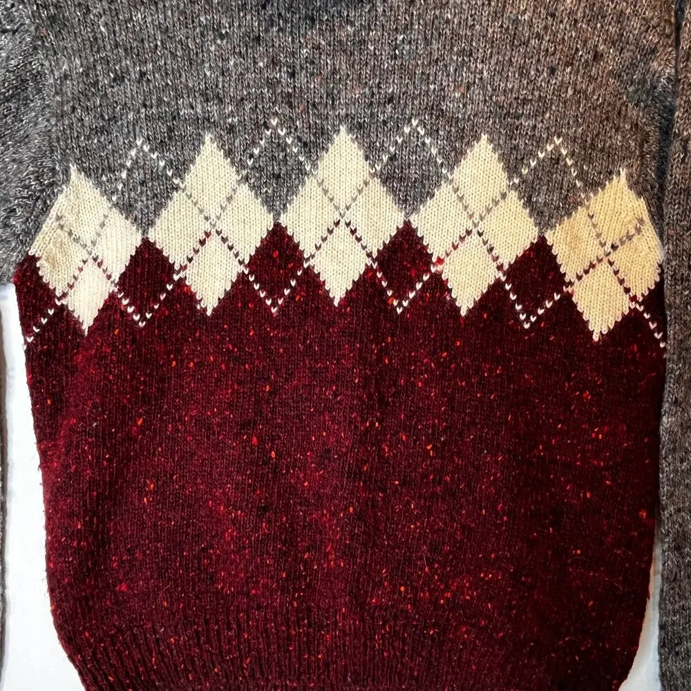 VTG Liz Claiborne Turtleneck Sweater Argyle Cozy Retro Chunky Y2K 80s Preppy M - Image 2