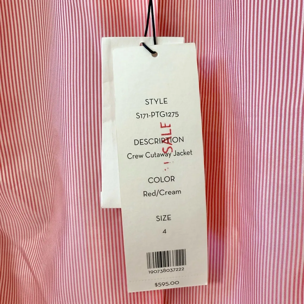 🆕 VERONICA BEARD Crew Glen Plaid Cutaway Dickey Jacket in Red/Cream Sz 4 - Image 11