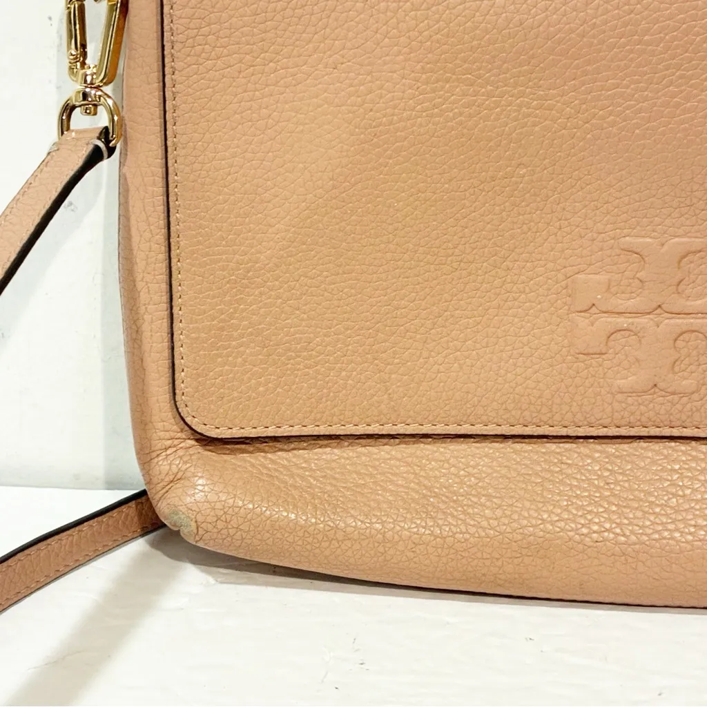 Tory Burch Salmon Pink Leather Thea Fap Crossbody Bag - Image 2